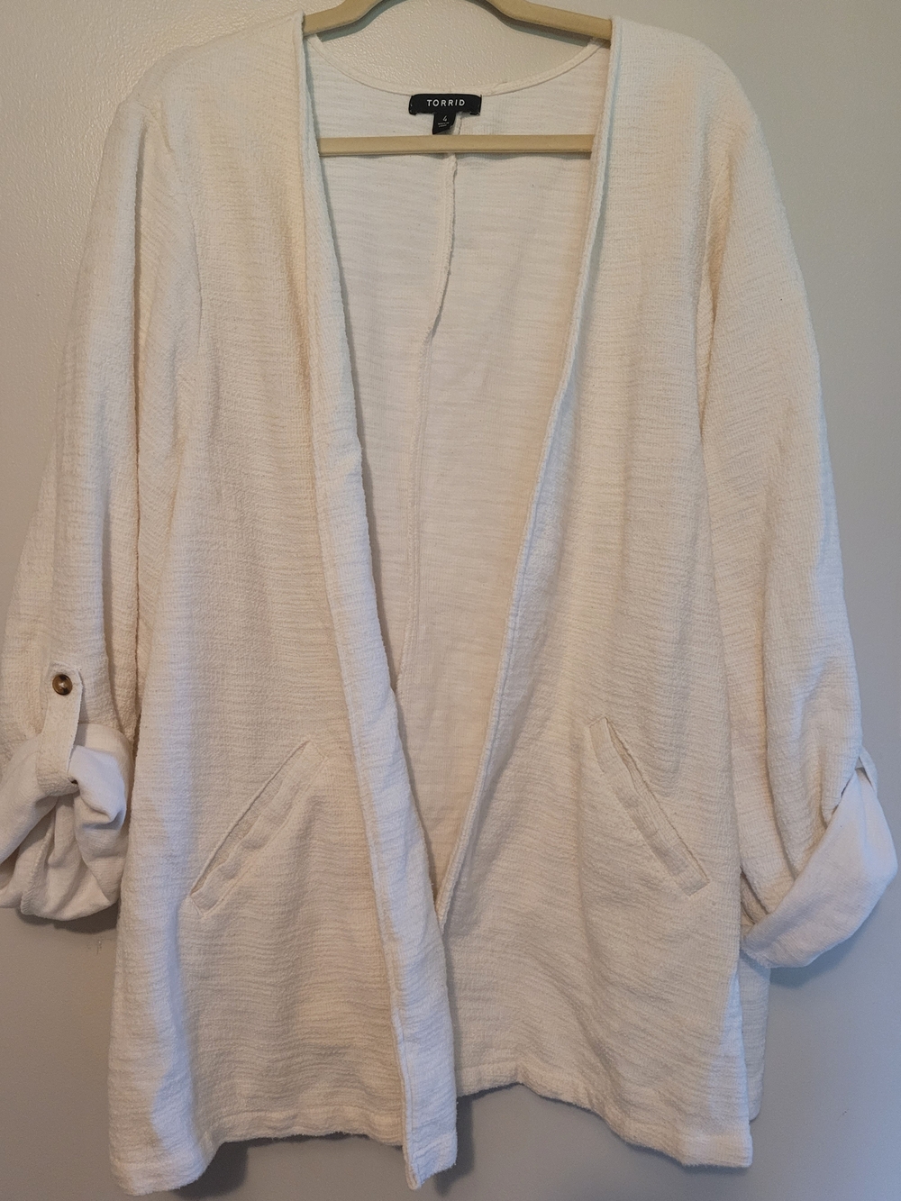 Torrid Cream Open-Front Women's Cardigan Sweater